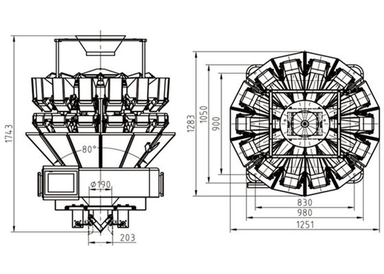 Snackvoedsel 8A 1220mm 10 Hoofdmultihead Weger